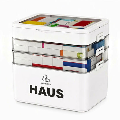 📢📢 JETZT 50 % RABATT!! ⏰💊 Große Medikamenten-Aufbewahrungsbox aus Kunststoff – Mehrlagig, unterteilt & tragbar für Haushalt & Notfall ✨