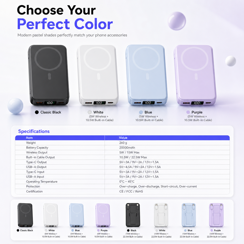 💥 50 % Rabatt! Magnetische Powerbank mit kabellosem Schnellladen – Kabel & Ständer inklusive! 📱 Für unterwegs, bis zu 20.000 mAh 🔋 Limitiertes Angebot ⏳