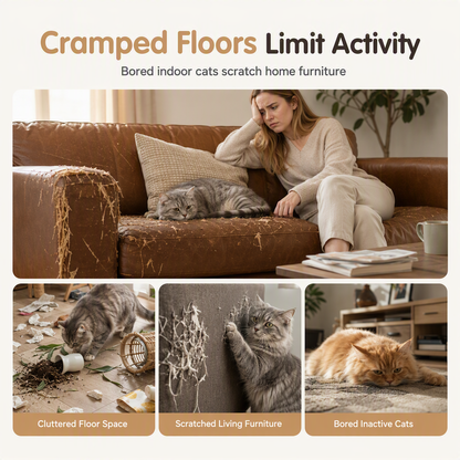 🐾 50 % Rabatt! 🐱 Wand-Klettergerüst aus Holz für Katzen – Hängematte, Katzennest & 3 Sprungstufen Platzsparend, stabil und wohnlich 🏠 Limitiertes Angebot ⏳
