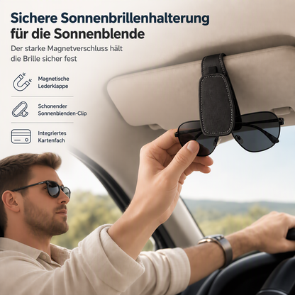⏳50 % Rabatt🔥 Auto-Sonnenbrillenhalter mit Doppelclip, Brillenhalterung & Kartenclip🚗🕶️