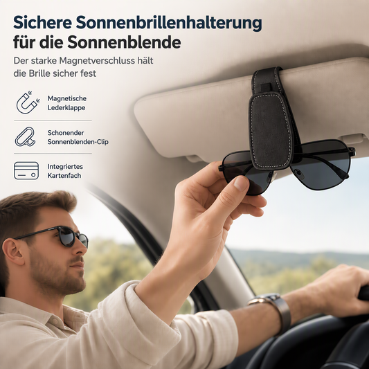 ⏳50 % Rabatt🔥 Auto-Sonnenbrillenhalter mit Doppelclip, Brillenhalterung & Kartenclip🚗🕶️