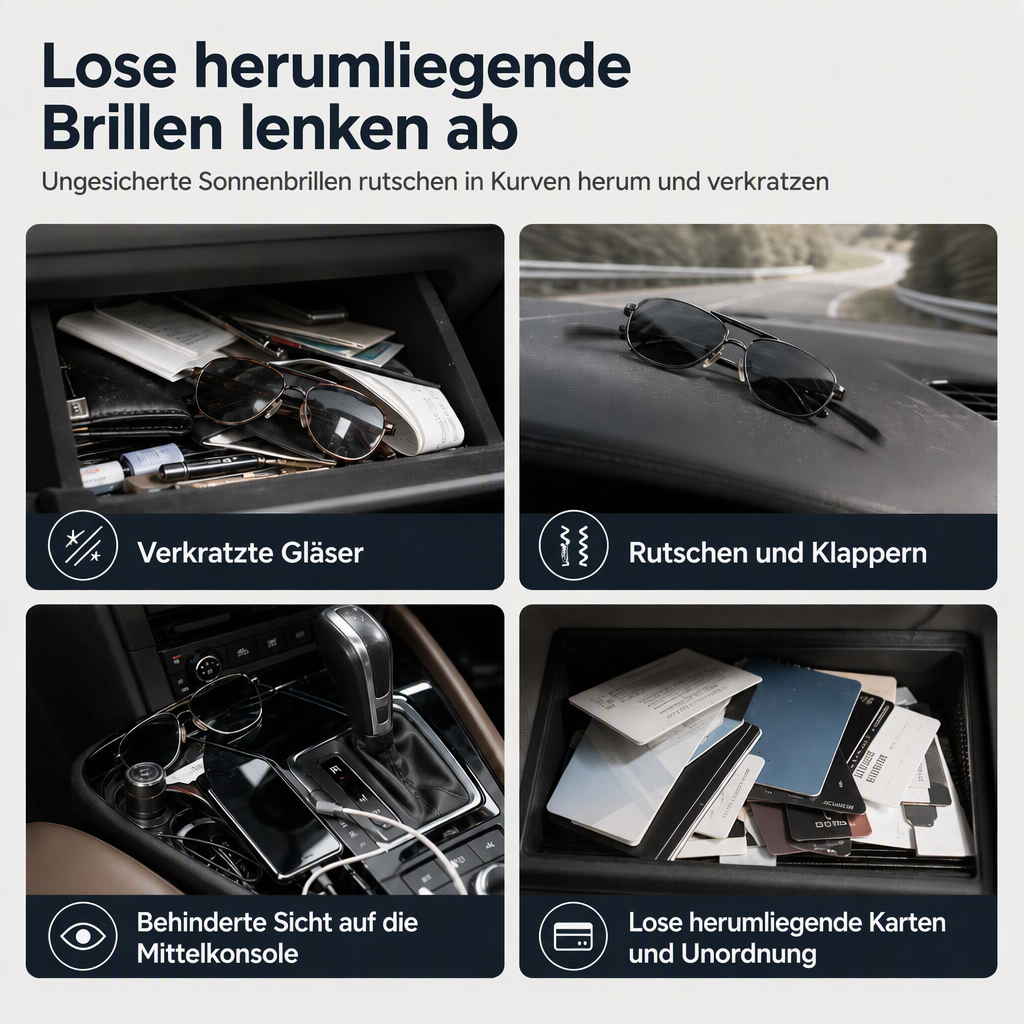 ⏳50 % Rabatt🔥 Auto-Sonnenbrillenhalter mit Doppelclip, Brillenhalterung & Kartenclip🚗🕶️