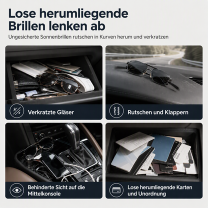 ⏳50 % Rabatt🔥 Auto-Sonnenbrillenhalter mit Doppelclip, Brillenhalterung & Kartenclip🚗🕶️