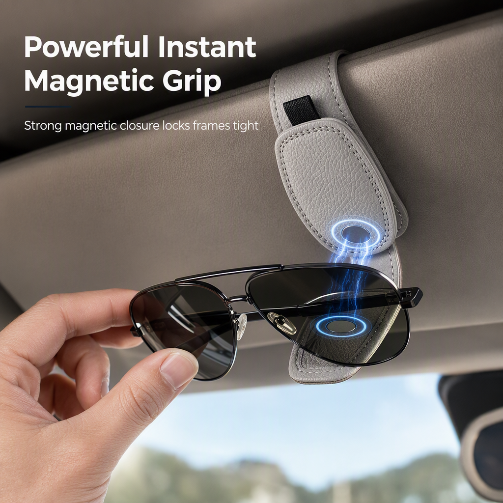 ⏳50 % Rabatt🔥 Auto-Sonnenbrillenhalter mit Doppelclip, Brillenhalterung & Kartenclip🚗🕶️