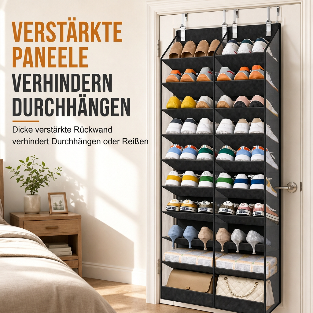 💥 50 % Rabatt! Tür-Organizer mit 20 Netztaschen – Platz für 20 Paar Schuhe, große Kapazität & platzsparende Aufbewahrung 👟🚪 Ohne Werkzeug aufhängbar, robustes Vliesgewebe, passt hinter Standardtüren