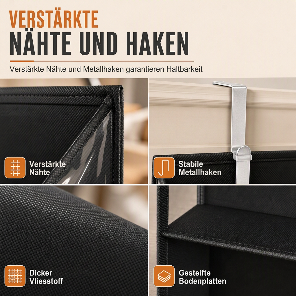 💥 50 % Rabatt! Tür-Organizer mit 20 Netztaschen – Platz für 20 Paar Schuhe, große Kapazität & platzsparende Aufbewahrung 👟🚪 Ohne Werkzeug aufhängbar, robustes Vliesgewebe, passt hinter Standardtüren