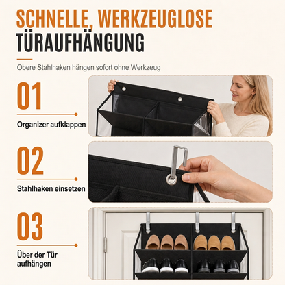 💥 50 % Rabatt! Tür-Organizer mit 20 Netztaschen – Platz für 20 Paar Schuhe, große Kapazität & platzsparende Aufbewahrung 👟🚪 Ohne Werkzeug aufhängbar, robustes Vliesgewebe, passt hinter Standardtüren