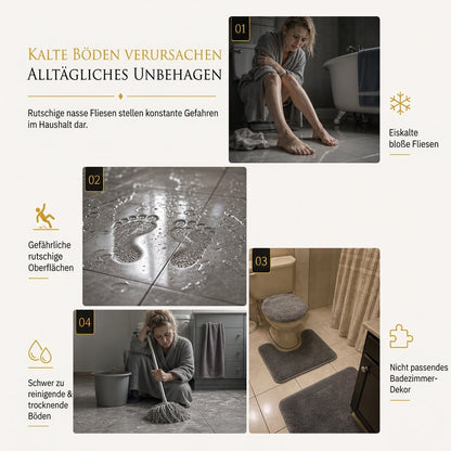 🛁 4-teiliges Badezimmer-Teppichset aus Mikrofaser – stark saugfähig, rutschfest & waschbar, weich wie Kaschmir