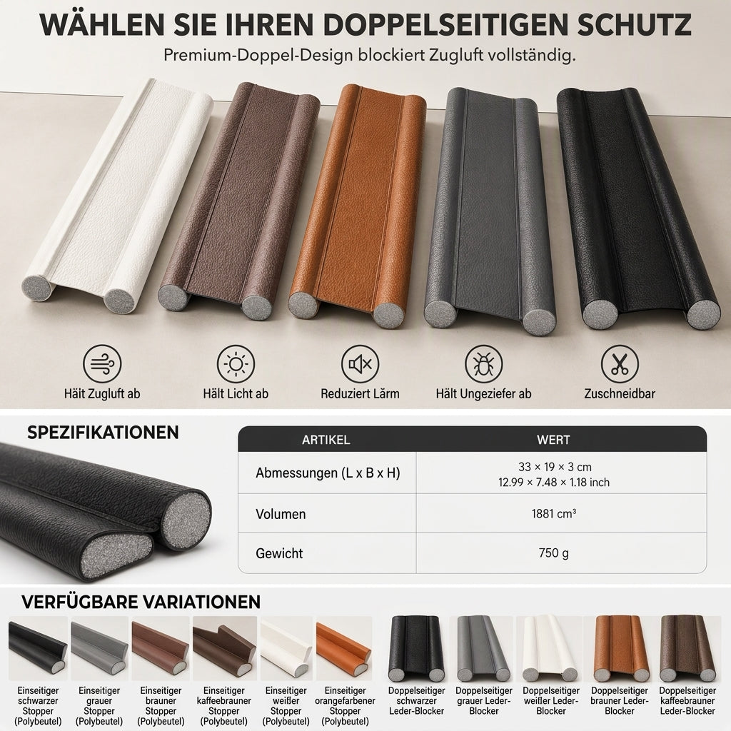 📢📢 Kaufe 1, erhalte 1 GRATIS!⏰Verschleißfester Leder-Türunterzug zum Selbermachen, winddicht und insektenschützend, Dichtungsstreifen für Schlafzimmertür unten