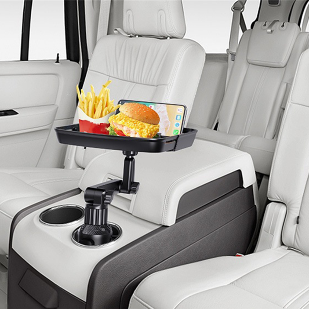 🚗 Auto-Esstablett mit Getränkehalter & Handyhalterung – multifunktionaler Tisch für Kaffee, Snacks & unterwegs