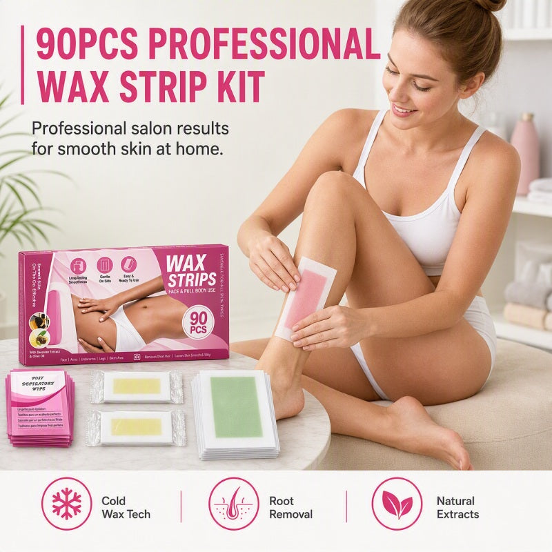🌸 50 % Rabatt ! 90 Stk. Kaltwachsstreifen-Set – Professionelle Haarentfernung für zu Hause! 🌿 Sanft mit Olivenöl & Bienenwachs, kein Erhitzen, für den ganzen Körper🍯
