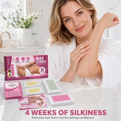 🌸 50 % Rabatt ! 90 Stk. Kaltwachsstreifen-Set – Professionelle Haarentfernung für zu Hause! 🌿 Sanft mit Olivenöl & Bienenwachs, kein Erhitzen, für den ganzen Körper🍯