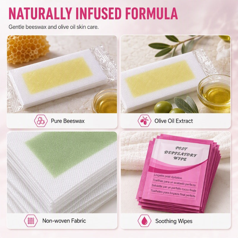 🌸 50 % Rabatt ! 90 Stk. Kaltwachsstreifen-Set – Professionelle Haarentfernung für zu Hause! 🌿 Sanft mit Olivenöl & Bienenwachs, kein Erhitzen, für den ganzen Körper🍯