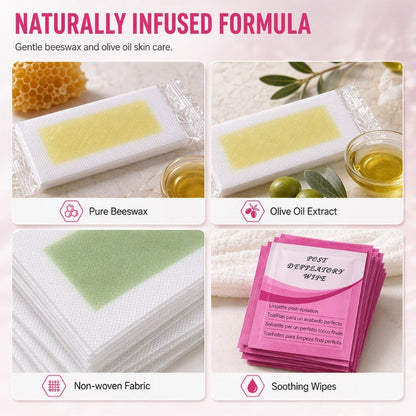 🌸 50 % Rabatt ! 90 Stk. Kaltwachsstreifen-Set – Professionelle Haarentfernung für zu Hause! 🌿 Sanft mit Olivenöl & Bienenwachs, kein Erhitzen, für den ganzen Körper🍯