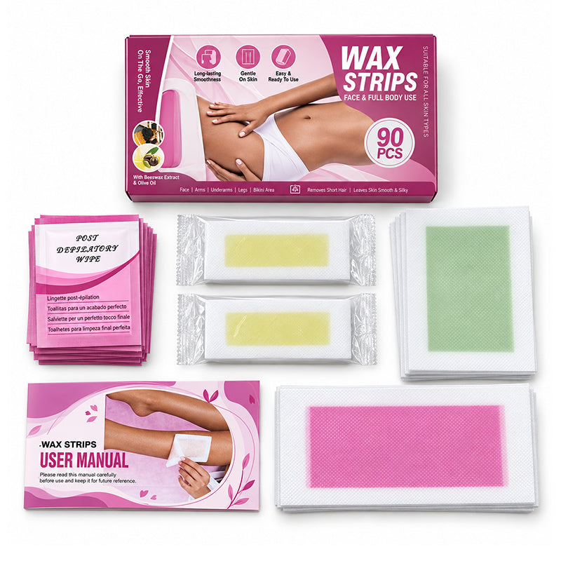 🌸 50 % Rabatt ! 90 Stk. Kaltwachsstreifen-Set – Professionelle Haarentfernung für zu Hause! 🌿 Sanft mit Olivenöl & Bienenwachs, kein Erhitzen, für den ganzen Körper🍯