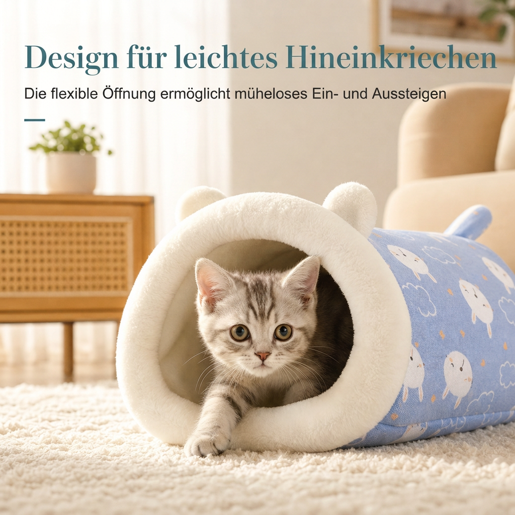 🔥50% RABATT auf ausgewählte Produkte 🎉Halboffenes warmes Schlafsackbett, weiche Haustierhöhle für tiefen Schlaf mit Decke für Katzen und kleine Hunde
