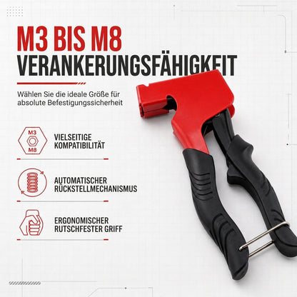 🔧 50% RABATT! ⚙️ Manuelle Nietmutternzange – Für M3–M8 Hohlwandanker ✨