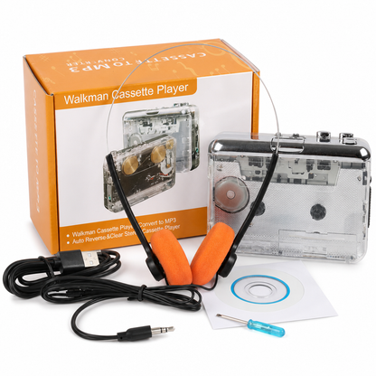 🎧 50 % Rabatt ! Kassetten-Walkman Transparent – Alte Bänder, neues Leben! 🎶 Kassette zu MP3 in 3 Schritten, durchsichtiges Gehäuse, Type-C Anschluss