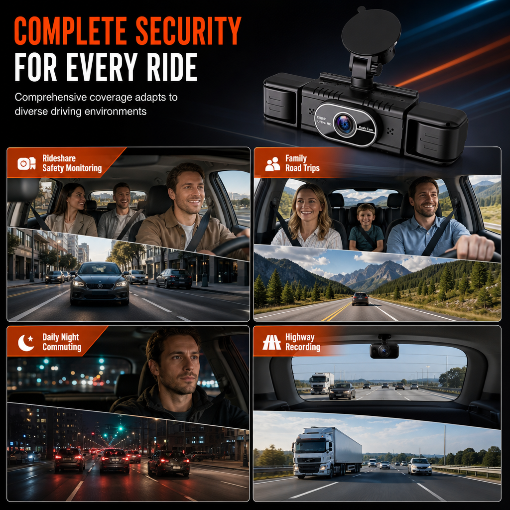 🚗 50% RABATT! 📹 F100 4-Linsen-Dashcam – 1080P HD, Nachtsicht & GPS ✨