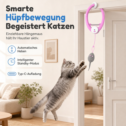 🐱 Interaktives Katzenspielzeug: Automatische hüpfende Maus, elektrisches einziehbares Seil, Befestigung per Klemme, sicheres Spiel