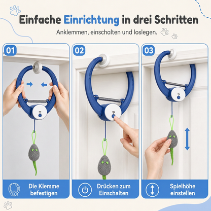 🐱 Interaktives Katzenspielzeug: Automatische hüpfende Maus, elektrisches einziehbares Seil, Befestigung per Klemme, sicheres Spiel
