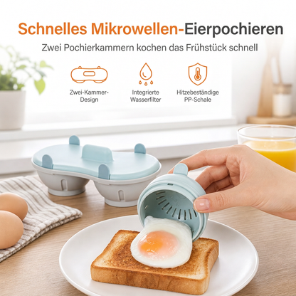 ✨Neu eingetroffen✨Eierdämpfer für die Mikrowelle mit zwei Fächern, Eierkochform für die Küche