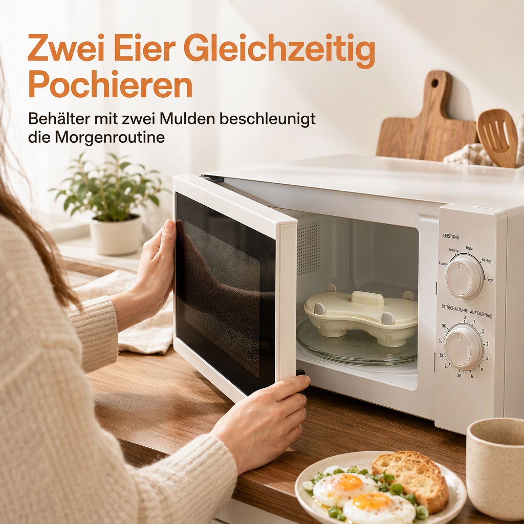 ✨Neu eingetroffen✨Eierdämpfer für die Mikrowelle mit zwei Fächern, Eierkochform für die Küche