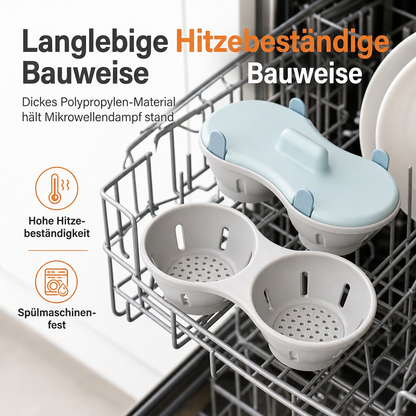 ✨Neu eingetroffen✨Eierdämpfer für die Mikrowelle mit zwei Fächern, Eierkochform für die Küche
