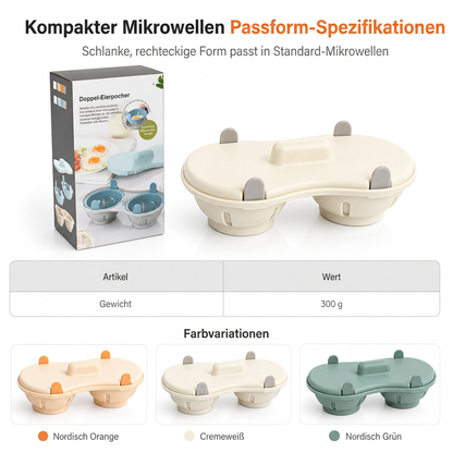 ✨Neu eingetroffen✨Eierdämpfer für die Mikrowelle mit zwei Fächern, Eierkochform für die Küche