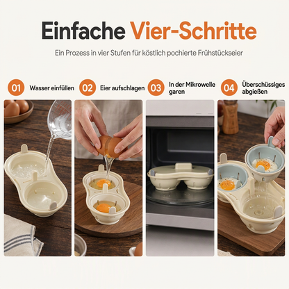 ✨Neu eingetroffen✨Eierdämpfer für die Mikrowelle mit zwei Fächern, Eierkochform für die Küche