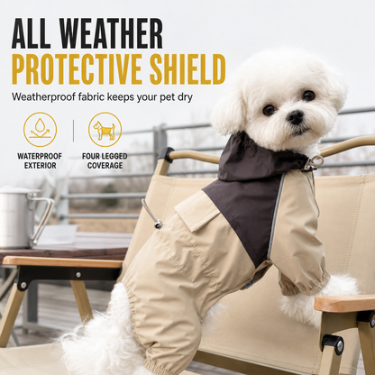 🌧️Hunde-Regenmantel Wasserdicht – Trocken bleiben, munter spazieren! 🐕 Vier-Bein-Schnitt, winddicht, mit Tasche & Gummibündchen