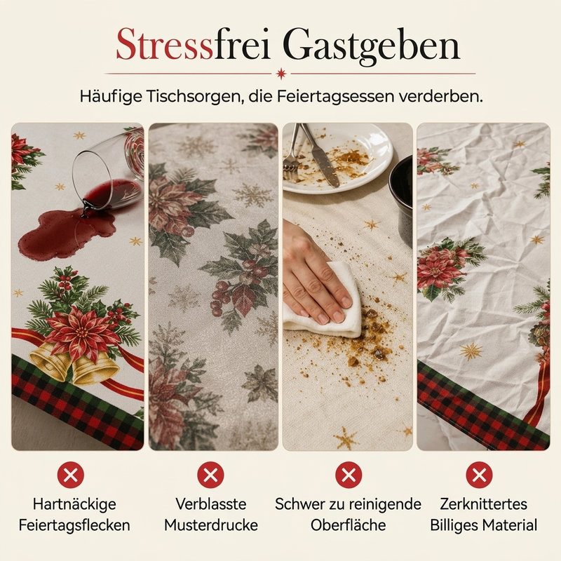 🎄 50 % Rabatt ! Wasserfeste Weihnachtstischdecke – Fleckenfrei durch die Feiertage! 💧 Perlt sofort ab, brillante HD-Motive, edler Fall ✨