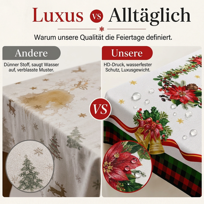 🎄 50 % Rabatt ! Wasserfeste Weihnachtstischdecke – Fleckenfrei durch die Feiertage! 💧 Perlt sofort ab, brillante HD-Motive, edler Fall ✨