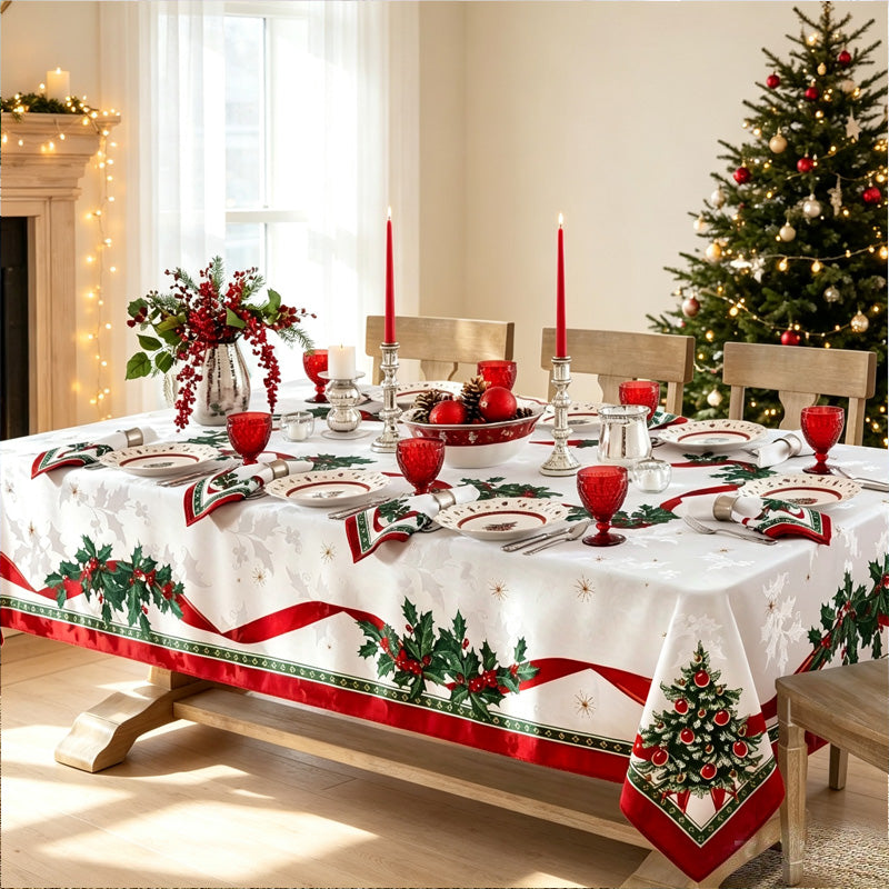 🎄 50 % Rabatt ! Wasserfeste Weihnachtstischdecke – Fleckenfrei durch die Feiertage! 💧 Perlt sofort ab, brillante HD-Motive, edler Fall ✨