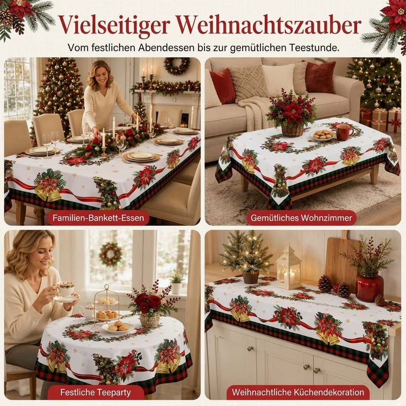 🎄 50 % Rabatt ! Wasserfeste Weihnachtstischdecke – Fleckenfrei durch die Feiertage! 💧 Perlt sofort ab, brillante HD-Motive, edler Fall ✨