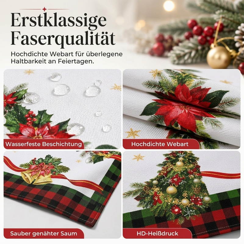 🎄 50 % Rabatt ! Wasserfeste Weihnachtstischdecke – Fleckenfrei durch die Feiertage! 💧 Perlt sofort ab, brillante HD-Motive, edler Fall ✨