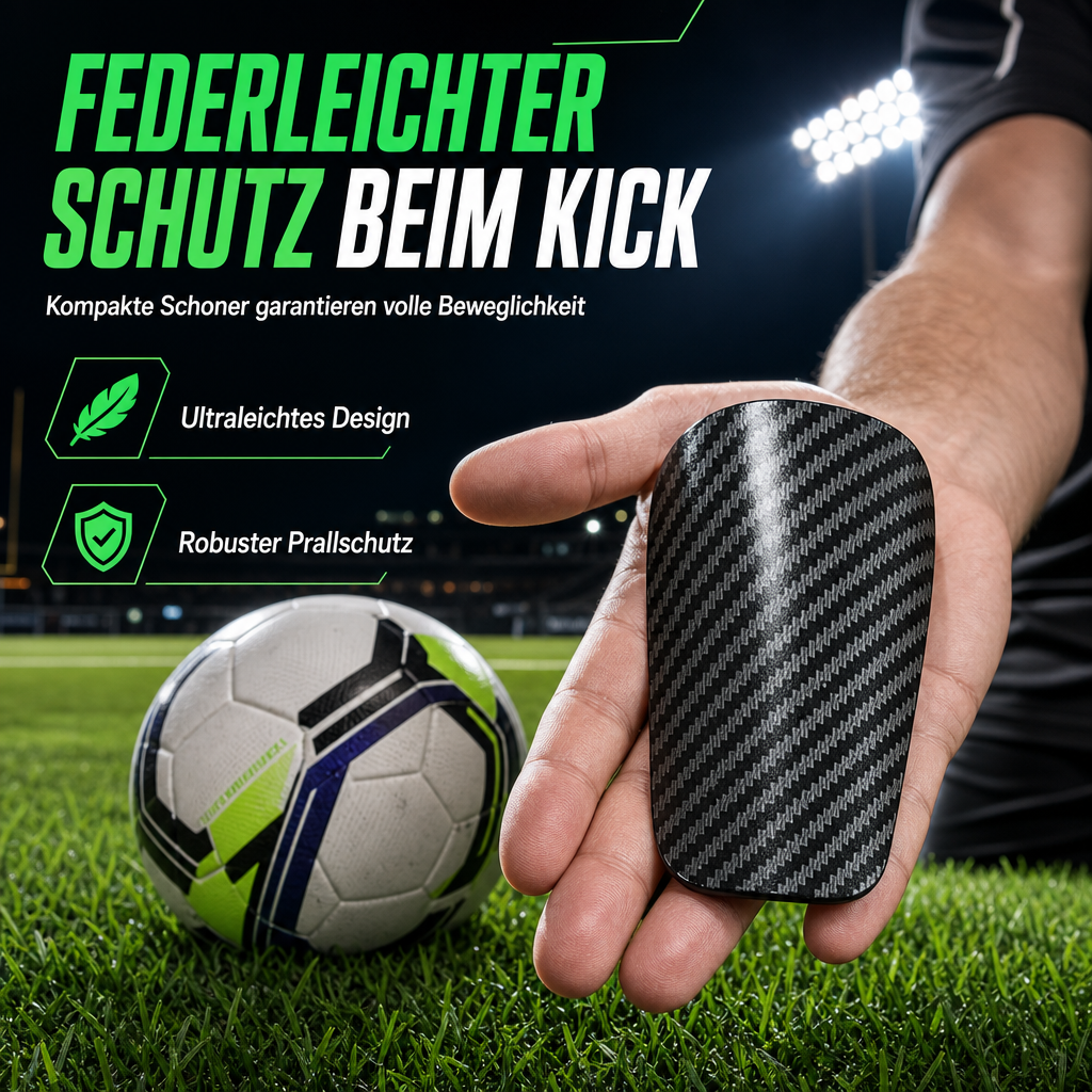 ⚽ Kaufe 1, erhalte 1 GRATIS! 🛡️ Mini Schienbeinschoner – Carbon-Optik & fürs Training ✨