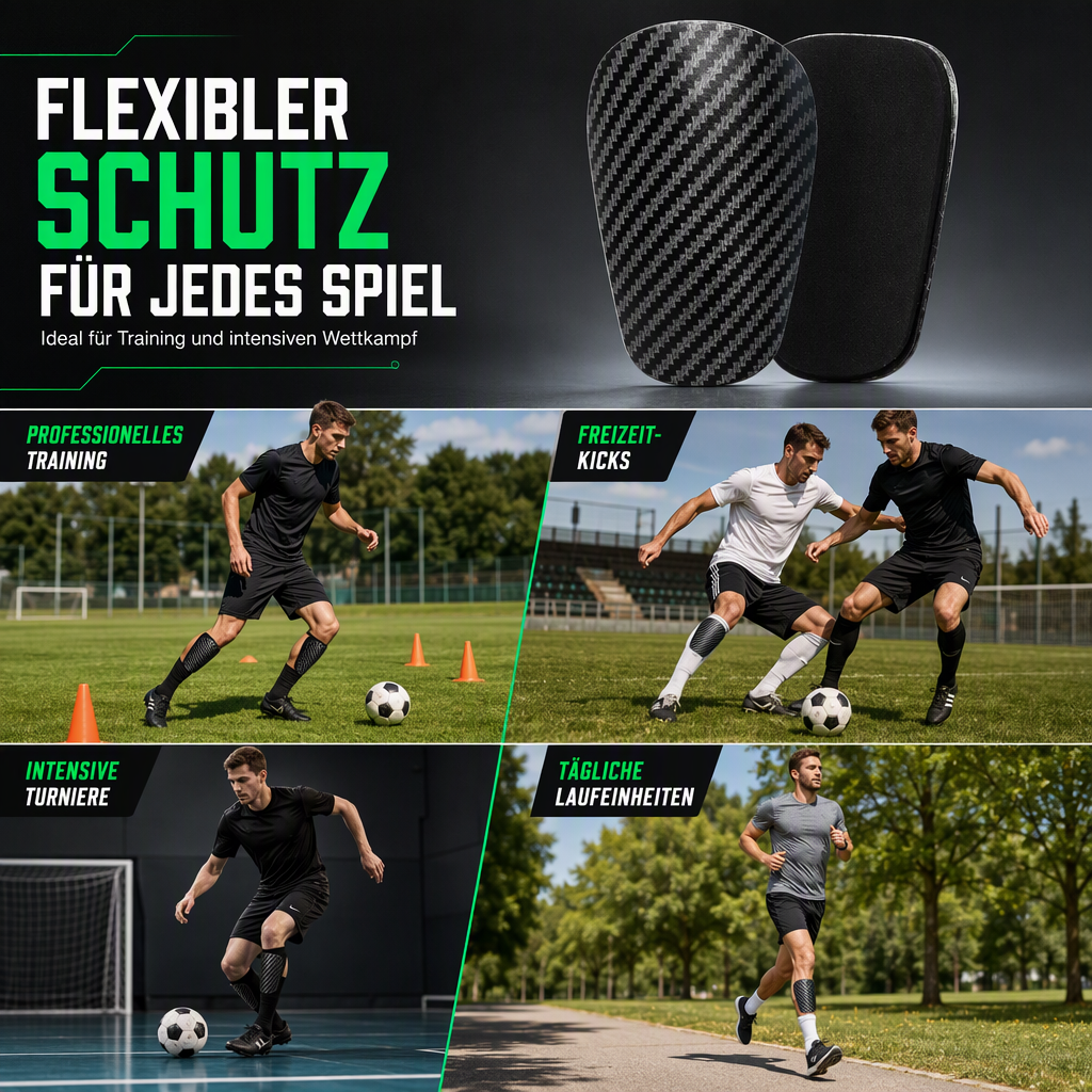 ⚽ Kaufe 1, erhalte 1 GRATIS! 🛡️ Mini Schienbeinschoner – Carbon-Optik & fürs Training ✨