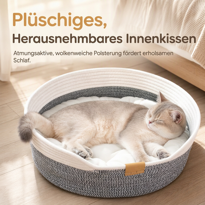 🐱50 % Rabatt☁️Rundes Katzenbett mit integriertem Kratzbrett, abnehmbares Kissen für Hauskatzen🐾