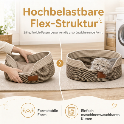🐱50 % Rabatt☁️Rundes Katzenbett mit integriertem Kratzbrett, abnehmbares Kissen für Hauskatzen🐾