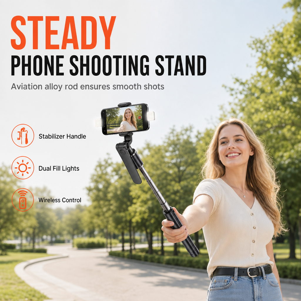 🤳 50 % Rabatt ! Selfie-Stick Stativ mit Gimbal – Kein Wackeln, kinoreife Videos! 🎬 Bis 1,6 m ausziehbar, Anti-Shake-Griff, Bluetooth-Fernauslöser