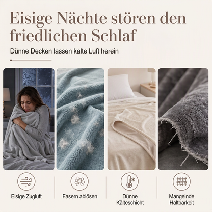 Zweilagige, verdickte Überwurfdecke aus Flanell und Sherpa-Fleece – warme Klimaanlage-Decke