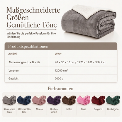 Zweilagige, verdickte Überwurfdecke aus Flanell und Sherpa-Fleece – warme Klimaanlage-Decke