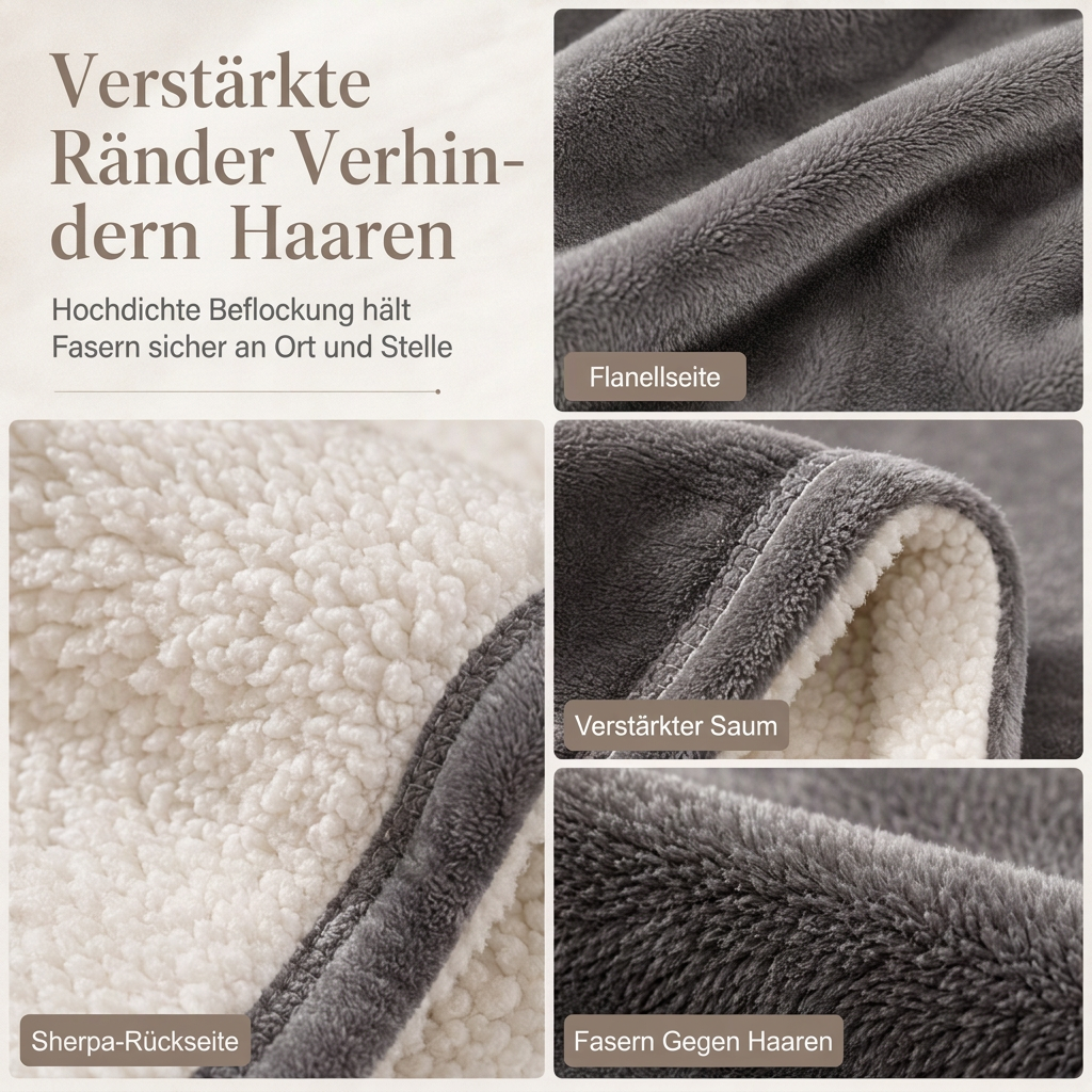 Zweilagige, verdickte Überwurfdecke aus Flanell und Sherpa-Fleece – warme Klimaanlage-Decke
