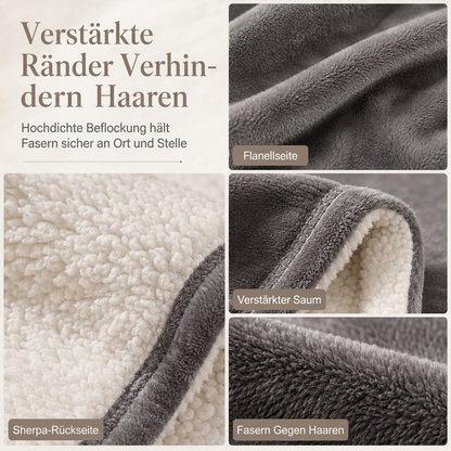 Zweilagige, verdickte Überwurfdecke aus Flanell und Sherpa-Fleece – warme Klimaanlage-Decke