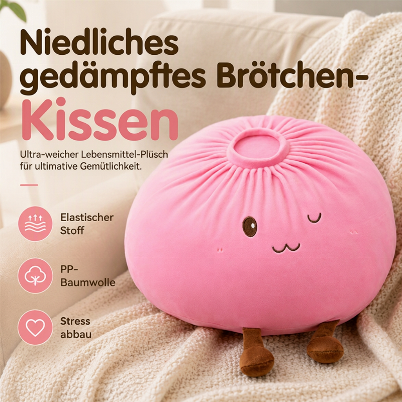 🥟 50 % RABATT 🧸 Süßes Bao-Brötchen Plüschkissen, weich und kuschelig, süße Dekoration fürs Zimmer 🥰