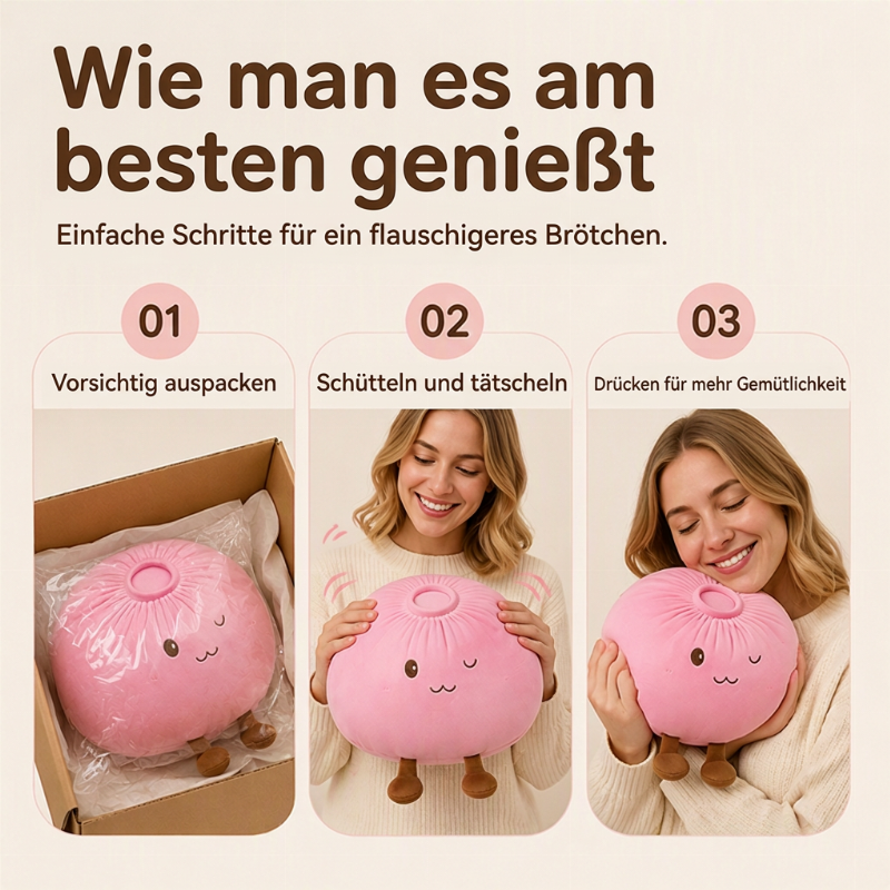🥟 50 % RABATT 🧸 Süßes Bao-Brötchen Plüschkissen, weich und kuschelig, süße Dekoration fürs Zimmer 🥰