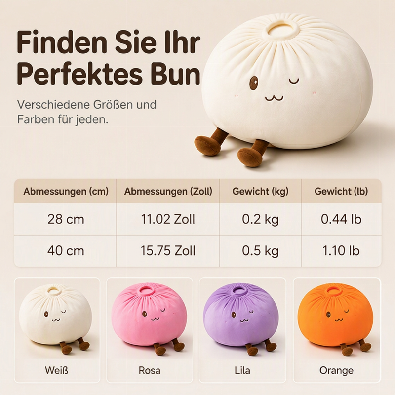 🥟 50 % RABATT 🧸 Süßes Bao-Brötchen Plüschkissen, weich und kuschelig, süße Dekoration fürs Zimmer 🥰