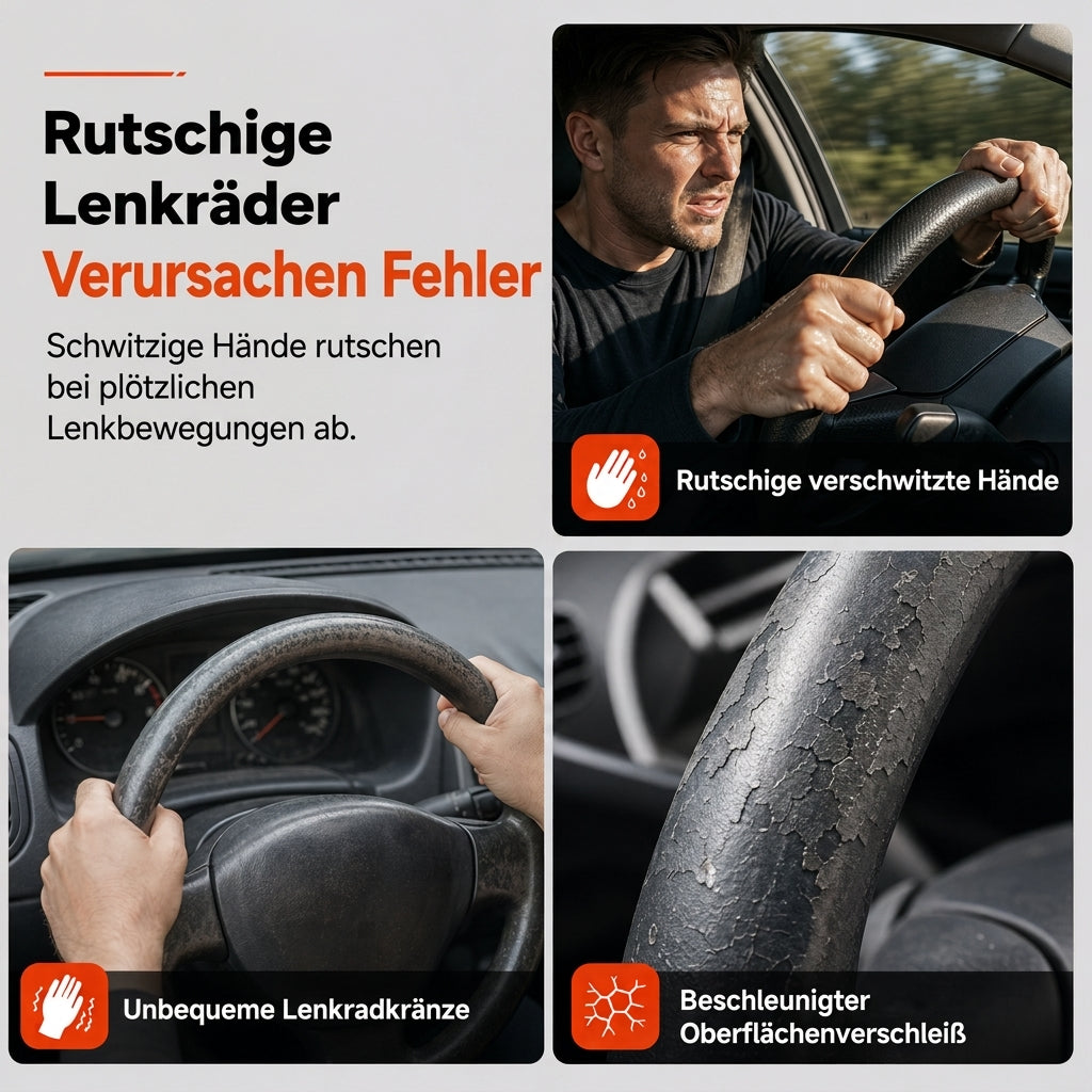 🔈50% RABATT 🔥Universelle Autolenkradabdeckung – Rutschfester, atmungsaktiver Griff und sportliches Nappa-Finish ✨