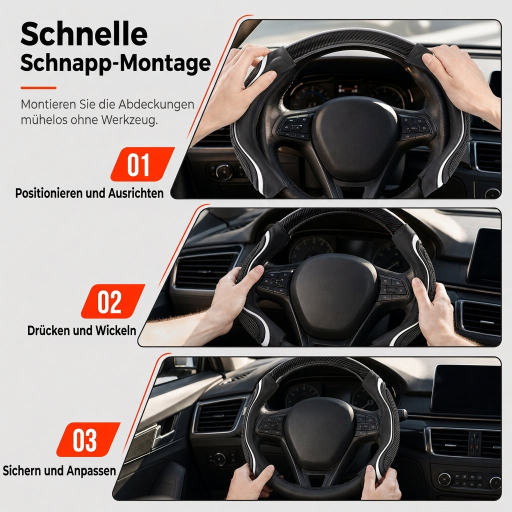 🔈50% RABATT 🔥Universelle Autolenkradabdeckung – Rutschfester, atmungsaktiver Griff und sportliches Nappa-Finish ✨